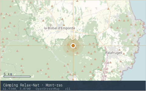 Location map for Càmping Relax-Nat · Mont-ras, marker at 41.9300, 3.0700.