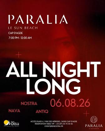 ALL NIGHT LONG. DU SUNSET JUSQU’À MINUIT ! ❤️‍🔥 Le jeudi 6 août, le Paralia Le Sun Beach vous donne rendez-vou