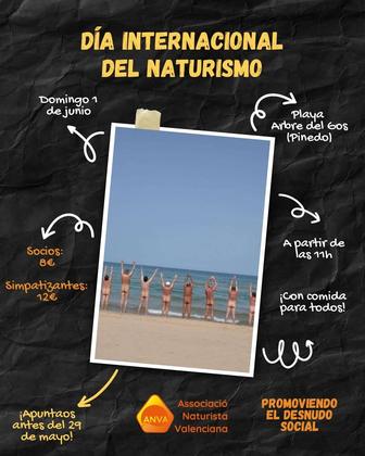El proper 1 de juny ANVA s'uneix a la celebració del dia internacional del naturisme. Menjar, beguda i amenes 