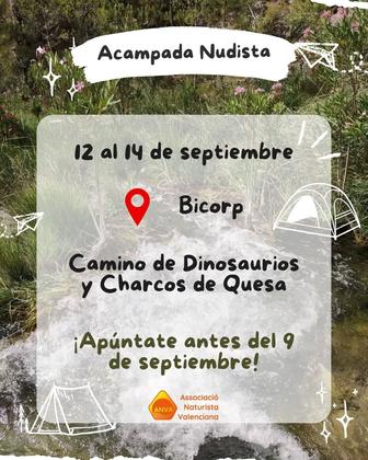 Val: Activitat de ANVA del 12 al 14 de setembre. Acampada a Bicorp "camins de dinosaures". El disapte 13 visit