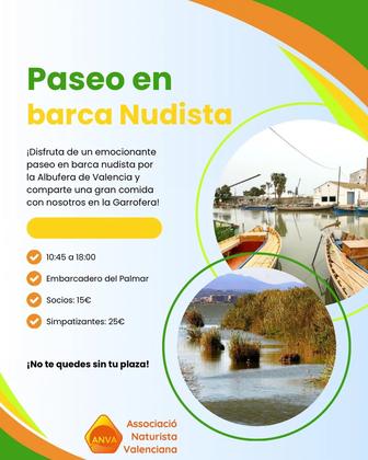 Cas: No hagas planes para el día 24 de mayo. Apúntate al paseo nudista en barca por la Albufera de Valencia. L
