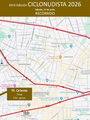 Ciclonudista XXIII Edición. Desnudos ante el tráfico de Madrid. Sábado, 13 de junio de 2026. Salida desde Cibe