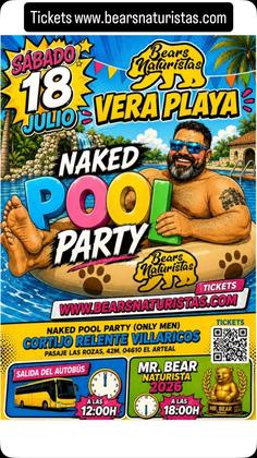 POOL PARTY BEARS NATURISTAS 2026 Tickets www.bearsnaturistas.com link bio