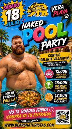 🔥 ¡SÁBADO 18 DE JULIO – NAKED POOL PARTY! 🔥 ☀️ El plan más esperado del verano te espera en Vera Playa. 💦 Disf