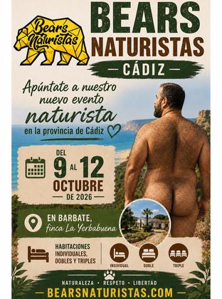 🐻🌿 **¡Nuevo destino Bears Naturistas 2026!** 🌿🐻 Del **9 al 12 de octubre** nos escapamos a **Barbate (Cádiz)**