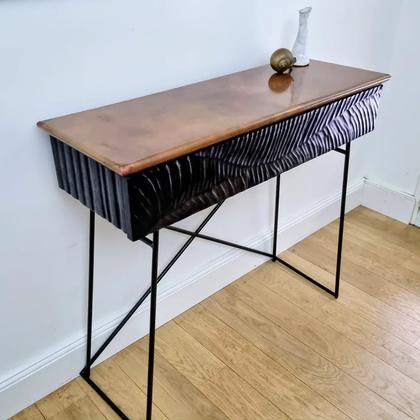 Console Escale De l'Artisan d'Art S. Borga Cuivre, Acier, bois teintée et sculpté 100x90x35cm #montalivet #ven
