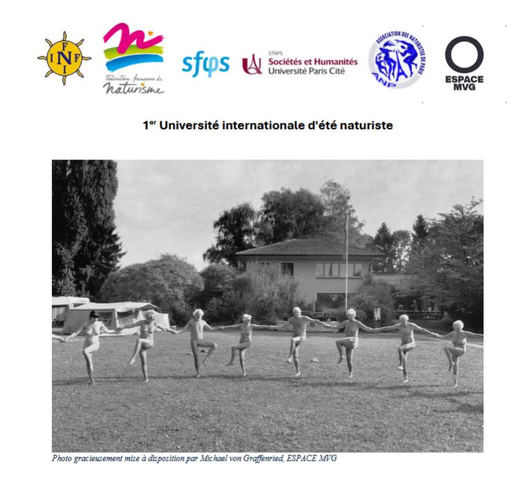 Official French affiche for the 1st International Summer Naturist University, Paris, 13–14 June 2026.